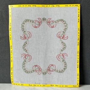 Rosalie Hand Painted Needlepoint Canvas Red Bows Berries Greenery M282-12" x 14"